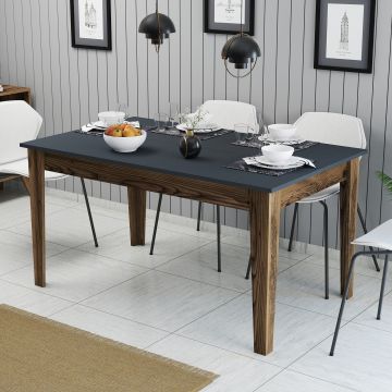 Woody Fashion Table de salle à manger | 100% Mélamine | Epaisseur 18mm | Pieds Suntalam | Noyer Anthracite