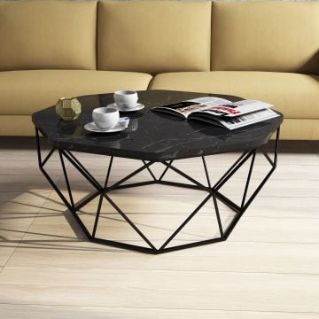 Table basse Sterre-marbre noir/métal