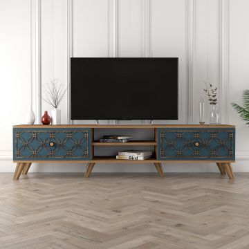 Modern TV-meubel | Woody Mode | 100% Melamine | 180 cm Breedte | Walnoot Chalcedoon