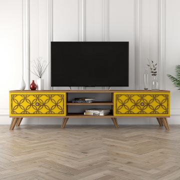 Woody Fashion TV-meubel | 100% Melamine | 180cm Breedte | Walnoot Geel