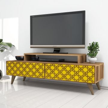 Woody Fashion TV-meubel | 100% Melamine Gecoat | 140 cm Breedte | Walnoot Geel