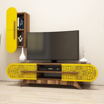Walnoot Geel TV-meubel | Stijlvol en Duurzaam | 18mm Dik | 100% Melamine Deklaag