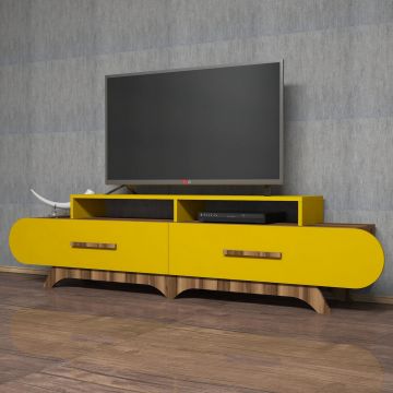 Woody Fashion TV-meubel | 100% Melamine Gecoat | Walnoot Geel