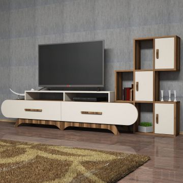 Woody Fashion TV-meubel | 100% Melamine Gecoat | 205x50x36 cm | Walnoot Crème