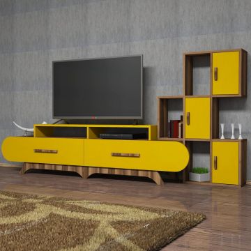 Woody Fashion TV-meubel | 100% Melamine Gecoat | 205cm Breedte | Noten Geel