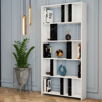 Woody Fashion Bookshelf | Melamine Coated | 18mm Thick | 90x180x20 | White Black