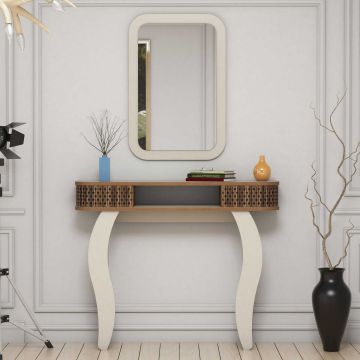 Woody Fashion Melamine Coated Dresser | 105 x 85 x 30 cm | Inclusief Spiegel | Wit