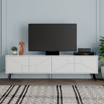 Woody Fashion TV Stand | 180x50x29 cm White | Melamine Board