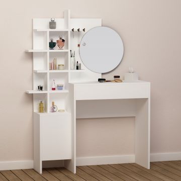 Table de maquillage Woody Fashion | 100% Mélamine | Blanc