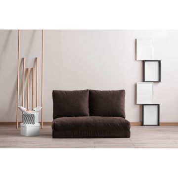 Canapé-lit 2 places - Confort et style avec cadre en métal - Marron