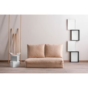Canapé-lit 2 places | Confort et design unique | Structure : 100% métal | Tissu : 100% polyester | Crème