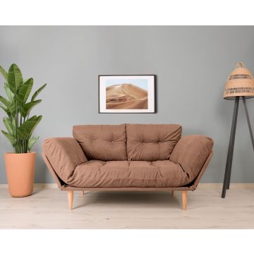 Canapé-lit confortable à 3 places avec cadre en métal et tissu en lin
