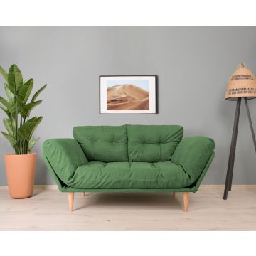 3-zits slaapbank met metalen frame en linnen stof Stijlvol ontwerp, comfortabele zitplaatsen en veelzijdige functie | Groen