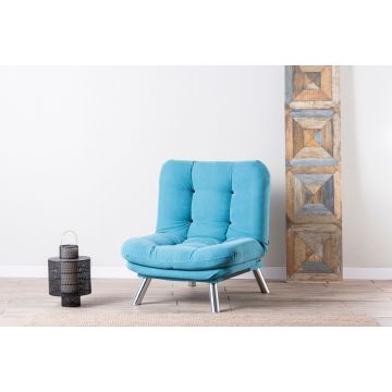 Atelier Del Sofa Canapé 1 place en turquoise, structure 100% métal et tissu doux, 88x90x105 cm