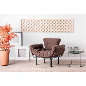 Del Sofa Atelier Wing Chair : Structure en métal, tissu polyester, accoudoirs réglables sur 5 niveaux, marron