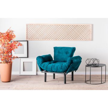 Del Sofa Atelier Wing Chair | Structure en métal, tissu polyester, 5 niveaux d'accoudoirs réglables | Vert pétrole