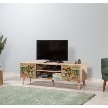 Vella TV-meubel | 18 mm dik | Haagbeukenhouten poten | Meerdere planken | Sonoma Eik
