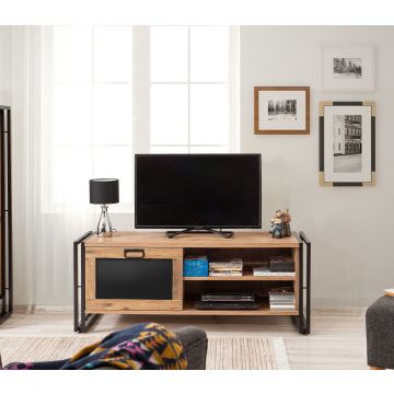 TV-meubel Sapphire | Melamine coating | Metalen frame | Atlantic Pine Zwart