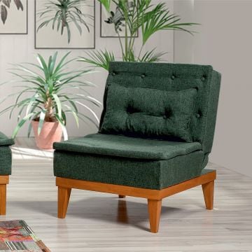 Atelier Wing Chair | Green 100% Linen | Hornbeam Wood Frame