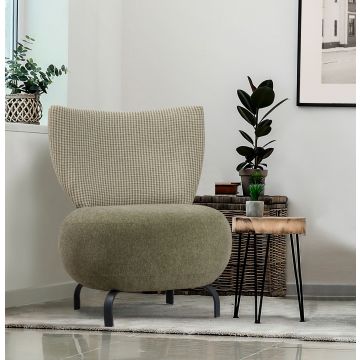 Atelier Del Sofa Wing Chair, Green Chenille, Hornbeam Wood Frame