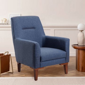 Atelier Del Sofa Wing Chair | Structure 100% HORNBEAM et tissu polyester bleu foncé
