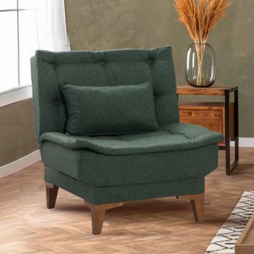 Atelier Del Sofa Wing Chair in groen linnen met beukenhouten frame