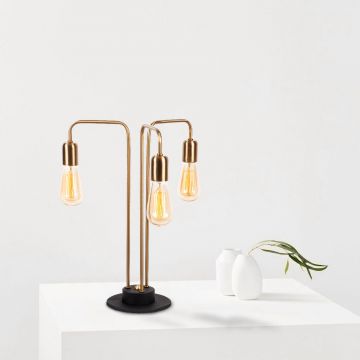 Opviq Tafellamp | Metalen Lamphuis | 40x40 cm | 51 cm Hoogte | IP20 | Goud Zwart