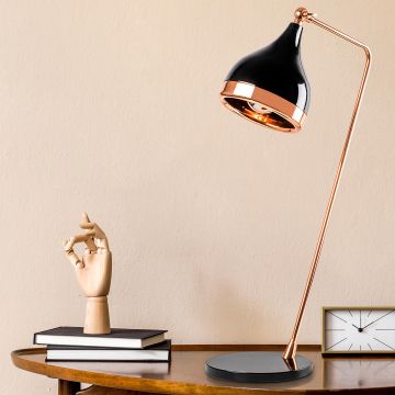 Opviq Tafellamp | Metalen Lamp | Metalen Kap | Zwart Koper