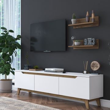 Locelso TV-meubel | 100% Gemelamineerd | 18mm Dikte | Wit Notenhout