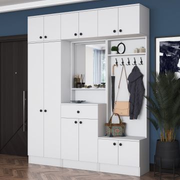 Locelso armoire vestiaire | 100% Melamine Coated | 18mm Thick | 179cm Width | White