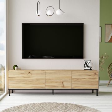 Yardley TV-meubel | 100% Melamine | 18mm | Metalen poten | Eiken Zwart