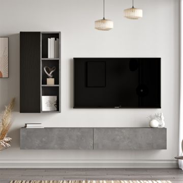 TV-meubel Yardley | 100% Melamine Gecoat | Zwevend | Beton Zwart