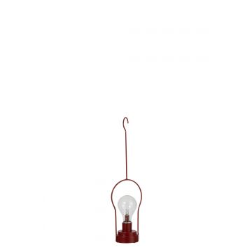 Lamp led batterijen niet inbegrepen hanger metaal/glas rood