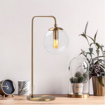Lampe de table Fulgor | Design vintage | Corps en métal et capuchon en verre