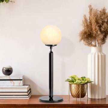 Fulgor Lampe de table | Base en métal, capuchon en verre | 18x18x52cm | E14 Max 40W | Noir Crème