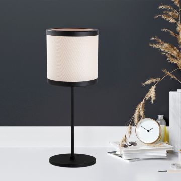 Fulgor Tafellamp | Metalen kap | Stoffen kap | 18x18x52cm | Zwart Wit
