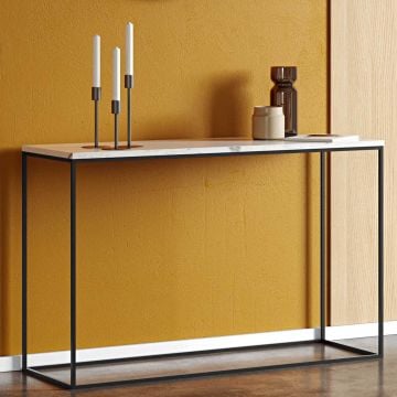 Sidetable Gleam 120cm - wit marmer/staal