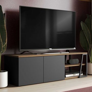 Tv-meubel Albi - walnoot/zwart