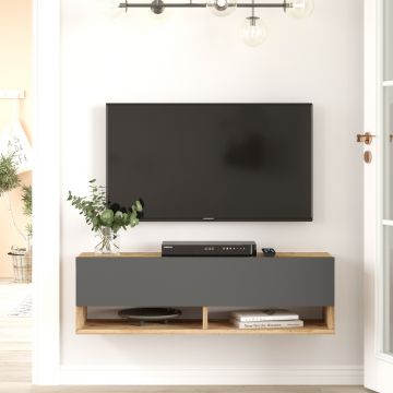 Locelso Meuble TV | 100% Mélamine | Anthracite | 18mm | 100x29cm
