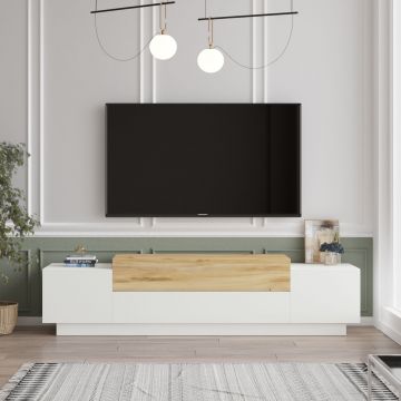 Modern TV-meubel | Melamine Laag | 160 cm Breedte | Vilt Wit