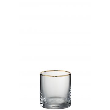 Drinkglas rand cilinder glas transparant/goud