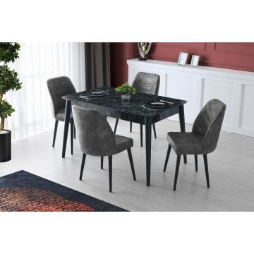 Elegante Eettafel | Antraciet | 100% MDF | 165 cm Verlengde Breedte