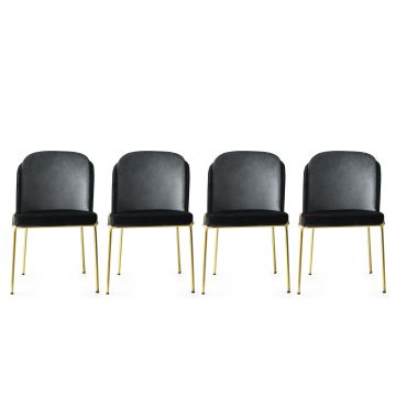 Ensemble de 4 chaises élégantes | Confortables et modernes | Structure 100% métal | Velours et contreplaqué