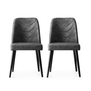 Vella stoelenset (2 stuks) | 100% Houten Frame | Kleur: Antraciet