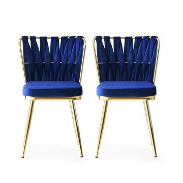 Stijlvolle en comfortabele stoelenset - Goud marineblauw