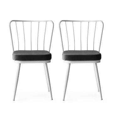 Ensemble de chaises Vella | Structure en métal | Assise en velours | 2 pièces | Blanc