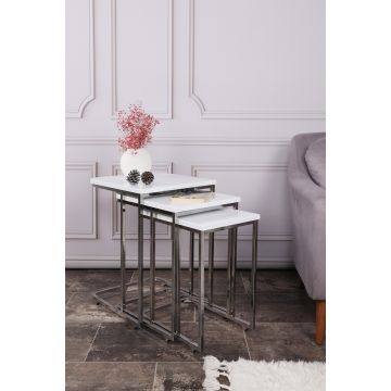 3-delige Woody Fashion Nesting Table Set in Wit