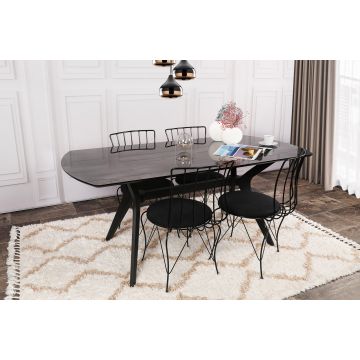 Table de salle à manger Vella | 180 cm de largeur | 100% MDF | Pieds en plastique | Noir