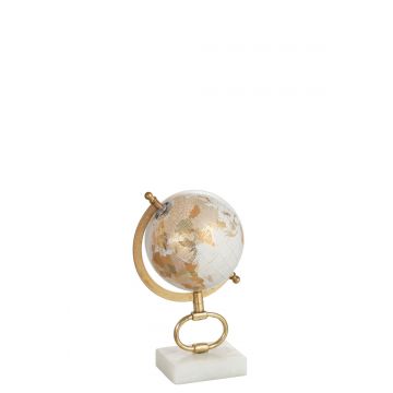 Globe sur pied marbre blanc/metal or small