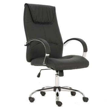 Chaise de bureau haute avec repose-pieds circulaire Ines - noir Moderne -  Songmics